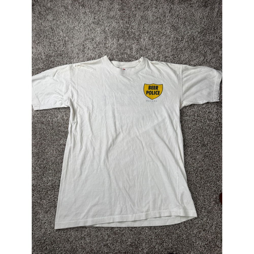 Vintage Y2K Belize Beer Police T Shirt XL Funny Drinking Graphic Tee